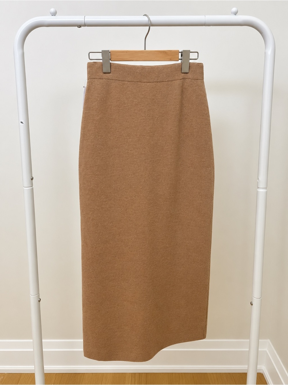 Aritzia Camel Knit Midi Pencil Skirt